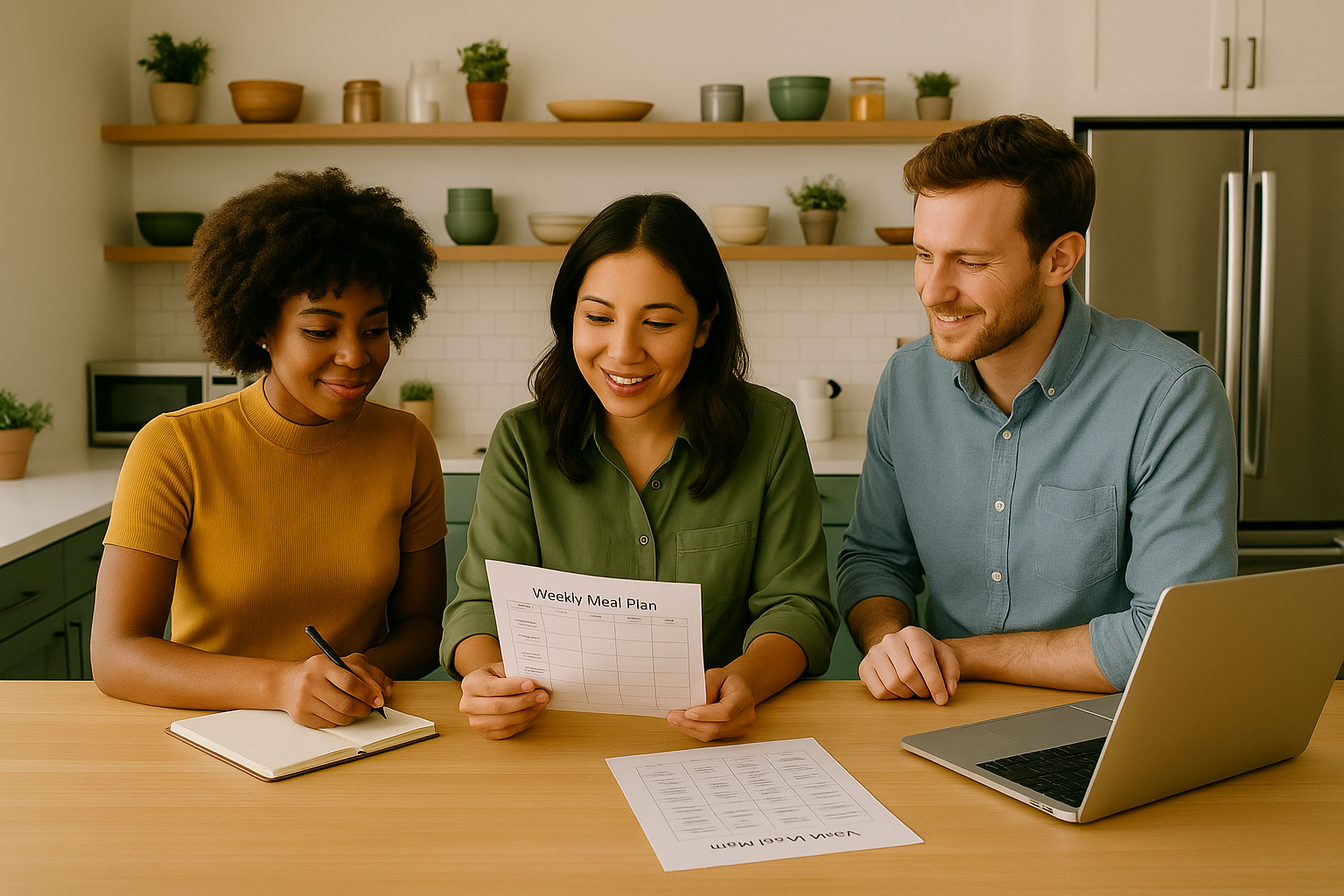 Team planning meals together